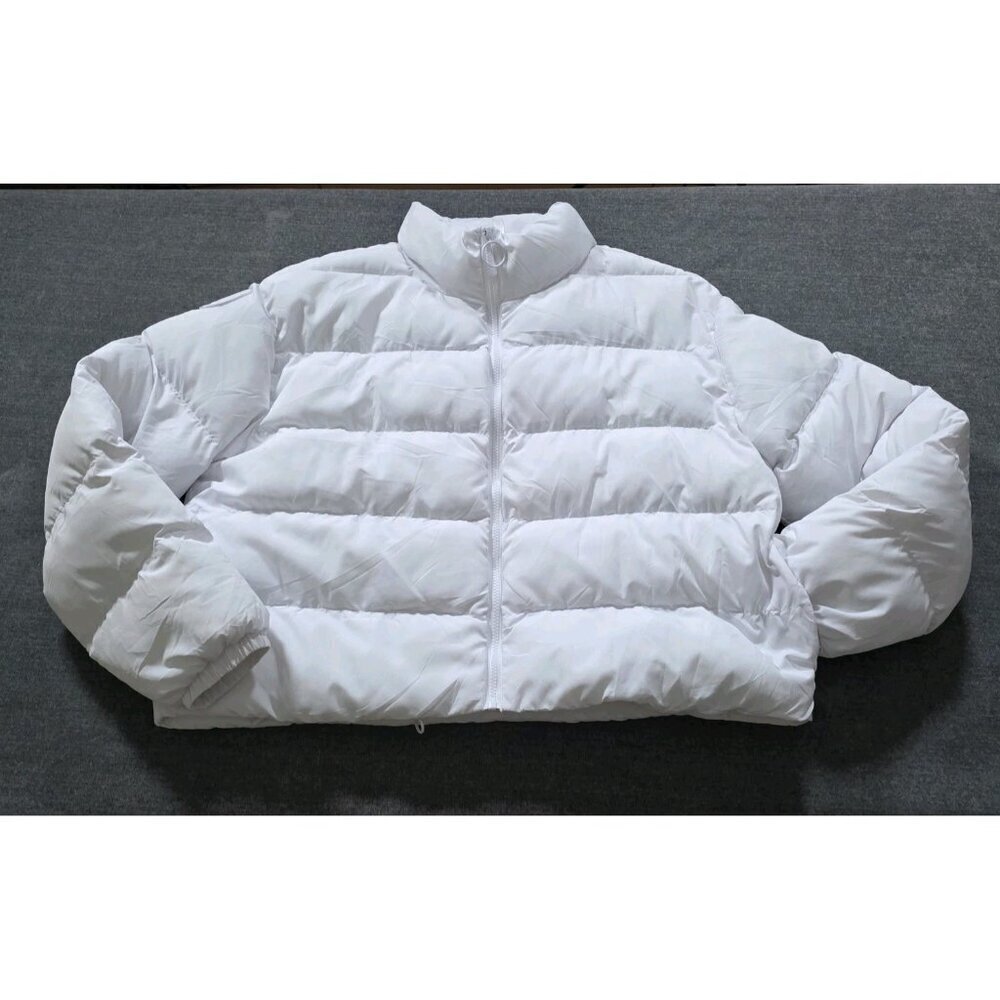 Fabletics Puffer Jacket Women XXL White Full Zip LS Pockets Lined Preppy Cottage - Picture 9 of 16